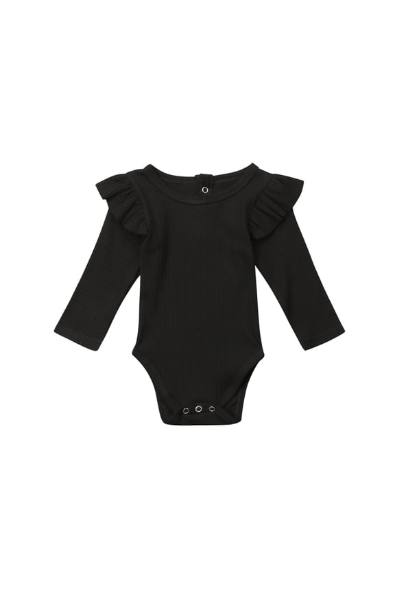 Newborn Baby Girl Autumn Winter Ruffle Knitted Romper Bodysuit Long Sleeve Jumpsuit Top One-Pieces