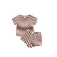 thumbnail image 1 of Kiapeise Newborn Baby Girl Boy Clothes Striped Waffle Knit Short Sleeve T Shirt Shorts Set Summer Outfits for Toddler, 1 of 9