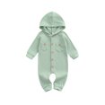 thumbnail image 1 of Kiapeise Newborn Baby Girl Boy Hooded Romper Long Sleeve Waffle Knitted Jumpsuit Outfits for Infant Kids, 1 of 9