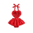 thumbnail image 1 of Kiapeise Newborn Baby Girl Valentine 's Day Heart Halter Romper Tutu Dress Sequin Bodysuit Jumpsuit Backless Sunsuit, 1 of 8