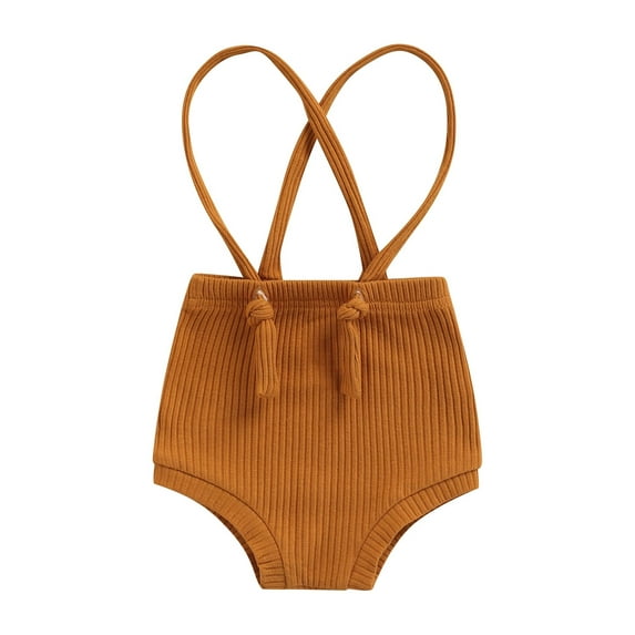 Kiapeise Newborn Baby Girls Boys Suspender Shorts Overalls Unisex Infant Solid Color Ribbed Knitted Bloomers Summer Clothes