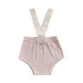 thumbnail image 1 of Kiapeise Newborn Baby Girls Boys Suspender Shorts Overalls Unisex Infant Solid Color Ribbed Knitted Bloomers Summer Clothes, 1 of 9