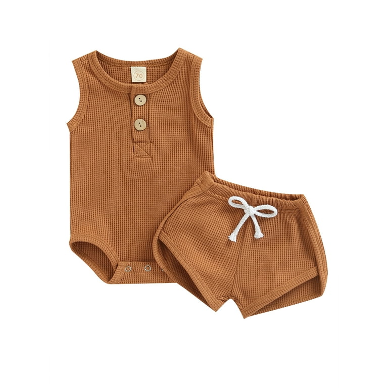 Kiapeise Newborn Boy Outfits Boho Tank Onesie Romper Top+Shorts