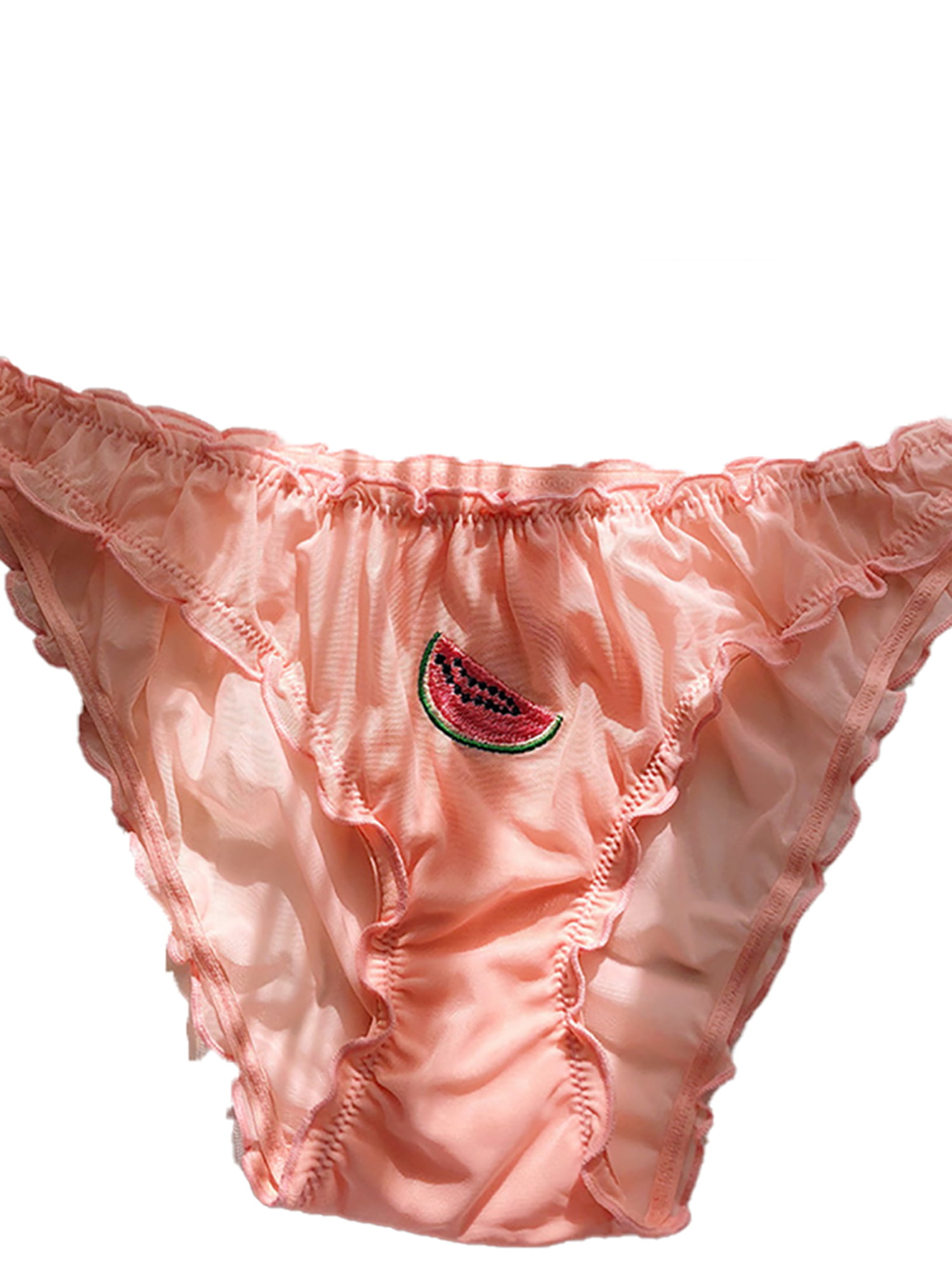 Women Sexy Lace Lingerie Temptation Low-waist Panties Fruit Embroidery  Transparent Briefs Seamless Sweet Underwear