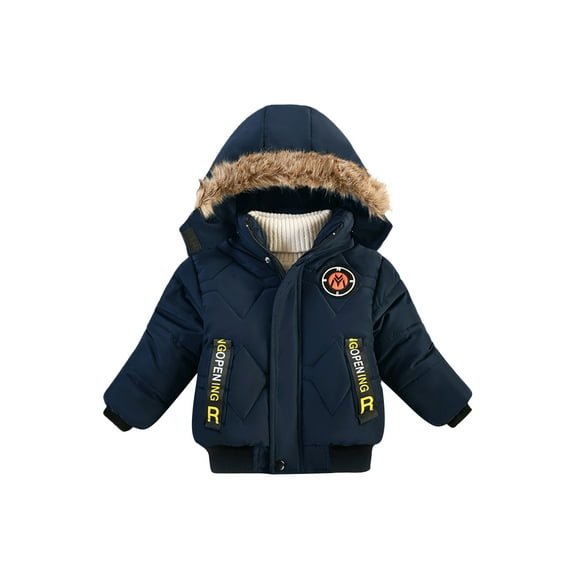Kiapeise Toddler Baby Boy Hooded Puffer Jacket Thick Long Sleeve Winter Warm Coat with Pockets