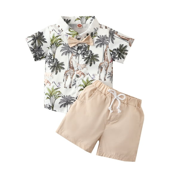 Kiapeise Toddler Baby Boys Summer Shorts Clothes Set Casual Button Down Shirts and Shorts Hawaiian Outfits 2 Pcs