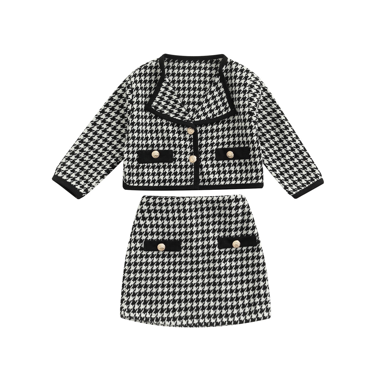 ma&baby Toddler Girls Knit Outfit Set with Plaid Skirt