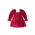 thumbnail image 1 of Kiapeise Toddler Baby Girl Velvet Dress Long Sleeve Lace Ruched Princess Dresses, 1 of 8