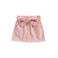 thumbnail image 1 of Kiapeise Toddler Baby Girls Corduroy Skirts High Waist Button Down Mini A-line Skirts with Belt, 1 of 9