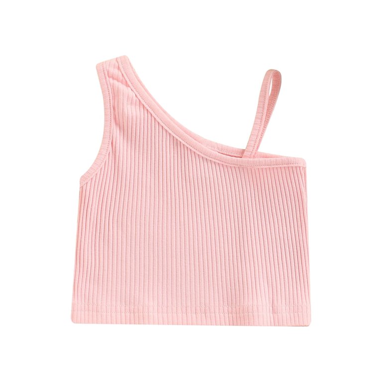 Kiapeise Toddler Baby Girls Crop Top One Shoulder Sleeveless Knit