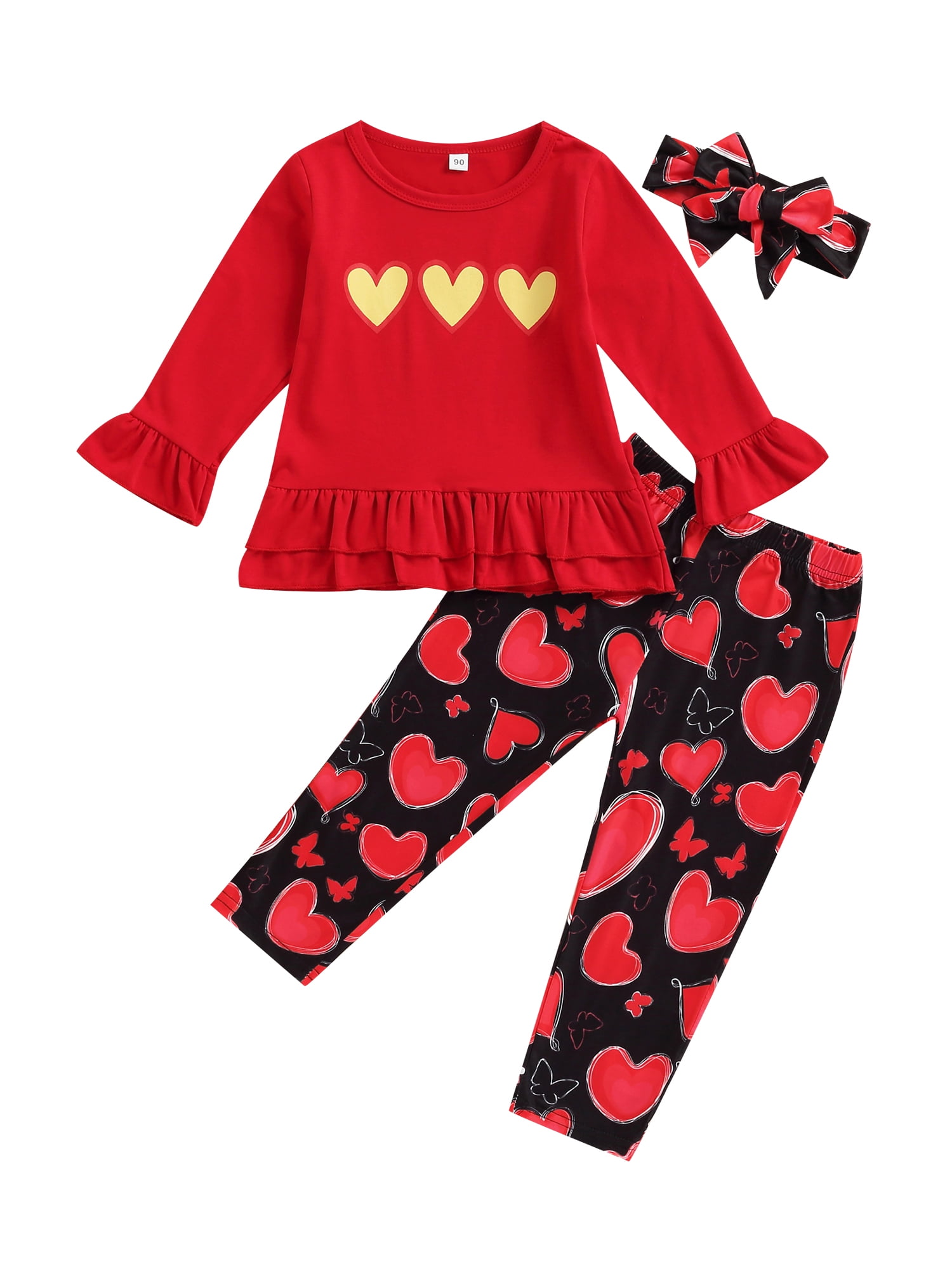 Kiapeise Toddler Baby Girls Valentine's Day Outfits Ruffle Dress