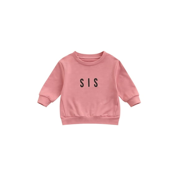 Kiapeise Toddler Baby Sibling Matching Clothes Long Sleeve Letters Print Pullover Sweatshirt Tops for Sister Brother Outfit