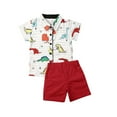 thumbnail image 1 of Kiapeise Toddler Boy Short Sleeve Dinosaur Shirt Tops + Shorts Summer Outfits, 1 of 6