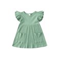 thumbnail image 1 of Kiapeise Toddler Girl Flying Sleeve Dress Ribbed Ruffle Pockets Dress, 1 of 8