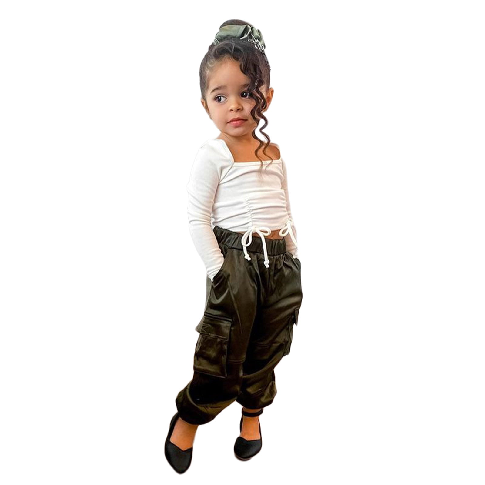 Kiapeise Toddler Girl Short Sleeve T-Shirts + Cargo Pants 2 Pcs Summer  Outfits 