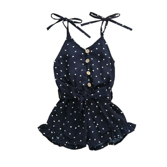 Kiapeise Toddler Girl Summer Sleeveless Romper Heart Printed Jumpsuit