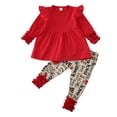 thumbnail image 1 of Kiapeise Toddler Girl Valentines Day Clothes Long Sleeves Ruffle Tunic Dress Top Love Heart Print Pants Trousers Outfit Set, 1 of 7