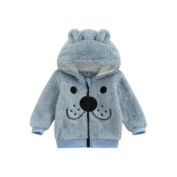 Kiapeise Toddler Girls Boys Jackets Fleece Hoody Coat Sweatshirts with Ears Warm Winter Outwear