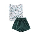 thumbnail image 1 of Kiapeise Toddler Girls Ruffle Sleeveless Print Tops +Elastic Waist Shorts, 1 of 8