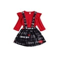 thumbnail image 1 of Kiapeise Toddler Girls Valentines Long Sleeve Tops Love Heart Suspender Skirt, 1 of 8