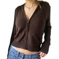 thumbnail image 1 of Kiapeise Women Casual Hooded Sweater Long Sleeve Zip Up Outwear Fall Sweatshirt Crop Cardigan, 1 of 7