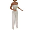 thumbnail image 1 of Kiapeise Women Off Shoulder Wide Leg Jumpsuit Feather High Waist Long Jumpsuit Elegant Dressy Jumpsuits Romper Party Clubwear, 1 of 8