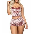 thumbnail image 1 of Kiapeise Women Sexy Underwear Velvet Pajamas Set Crop Top +Shorts Jumpsuit, 1 of 8