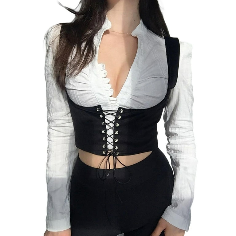 Corset Tops for Women Fashion Night Out Bustier Corset Top Lingerie Vintage  Goth Corset Sexy Lace Up Top Tops for Women Casual Summer 