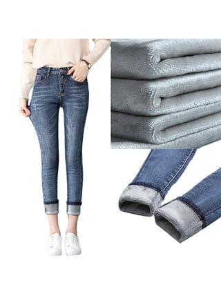 TheFound Women Winter Warm Fleece Lined Thick Jeans Plus Size High Waisted  Stretchy Skinny Thermal Jeggings Denim Pants 