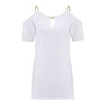 thumbnail image 1 of Kiapeise Women's Open Cold Shoulder Slim Fit Short Sleeve Tee Shirt Casual Blouse Tops, 1 of 1