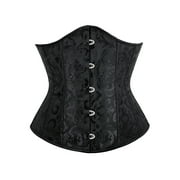 Kiapeise Women's Underbust Corset Lace Up with Buttons Pirate Black Waist Shaping Bustier Corset Top for Wedding Party