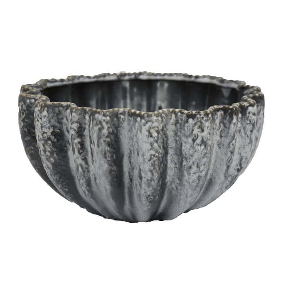 Kiara Decorative Bowl, Aqua Gray Ceramic Textured Design, 15 Inch