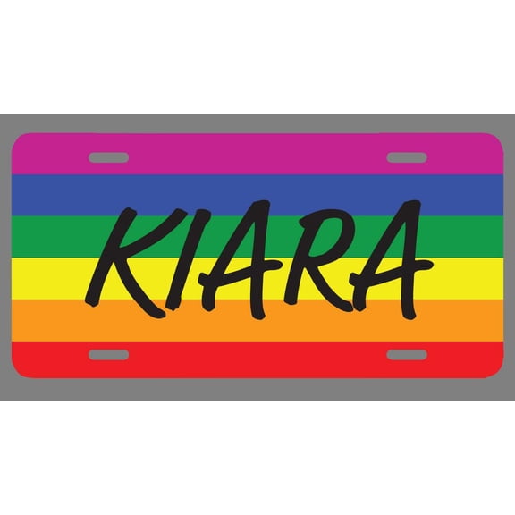 Kiara Name Pride Flag Style License Plate Tag Vanity Novelty Metal | UV Printed Metal | 6-Inches By 12-Inches | Car Truck RV Trailer Wall Shop Man Cave | NP2071