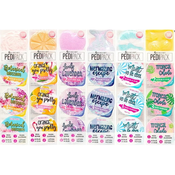 Kiara Sky PediPack Luxury 4 Steps Pedicure Spa SET OF 6 FLAVORS