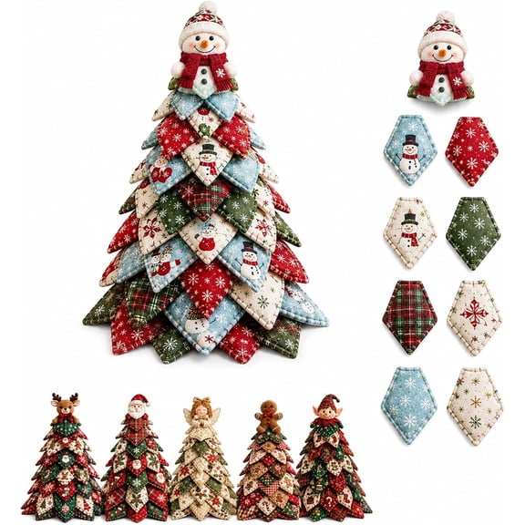 Kiaxzid DIY Quilted Christmas Tree Kit, 3D Quilt Kits for Beginners, Angel | 3D Padded Sewing Project Patchwork Craft Kitswith Fabric and Pattern, Creative DIY Gift for Adults Beginners