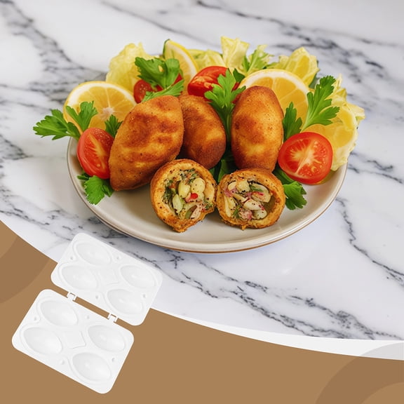 Kibbeh Rolls Maker Mold Meatball Mold Processor Manual Meatloaf Maker Press Tool DIY Upgrade 4 Grids Large Size Homemade Meat Maker Kitchen Accessories