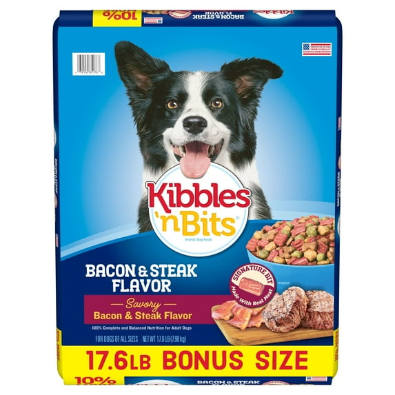 Kibbles 'n Bits Bacon & Steak Flavor Dry Dog Food, 17.6-Pound Bag