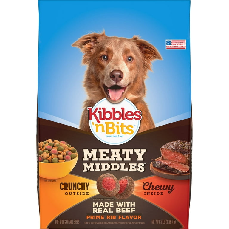 Kibbles n Bits Meaty Middles Prime Rib Flavor Dry Dog Food 3 Pound Bag Walmart