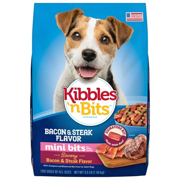 Kibbles 'n Bits Mini Bits Small Breed Dry Dog Food Savory Bacon & Steak Flavor, 3.5 lb.