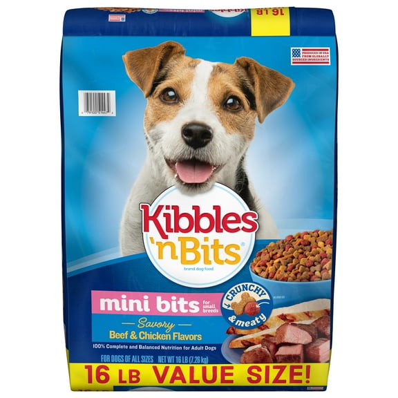 Kibbles ‘n Bits Mini Bits Small Breed Dry Dog Food Savory Beef & Chicken Flavors, (1) 16 lb. Bag