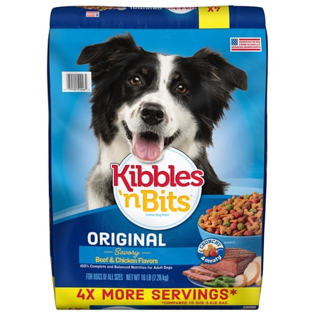 Kibbles 'n Bits Dry Dog Food, Original Savory Beef & Chicken Flavors, (1) 16 lb. Bag