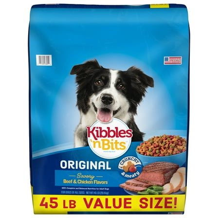 Kibbles 'n Bits Dry Dog Food, Original Savory Beef & Chicken Flavors, 45 lb. Bag