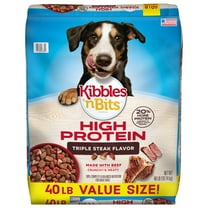Kibbles 'n Bits Triple Steak Flavor Dry High Protein Dog Food 40 lb Bag