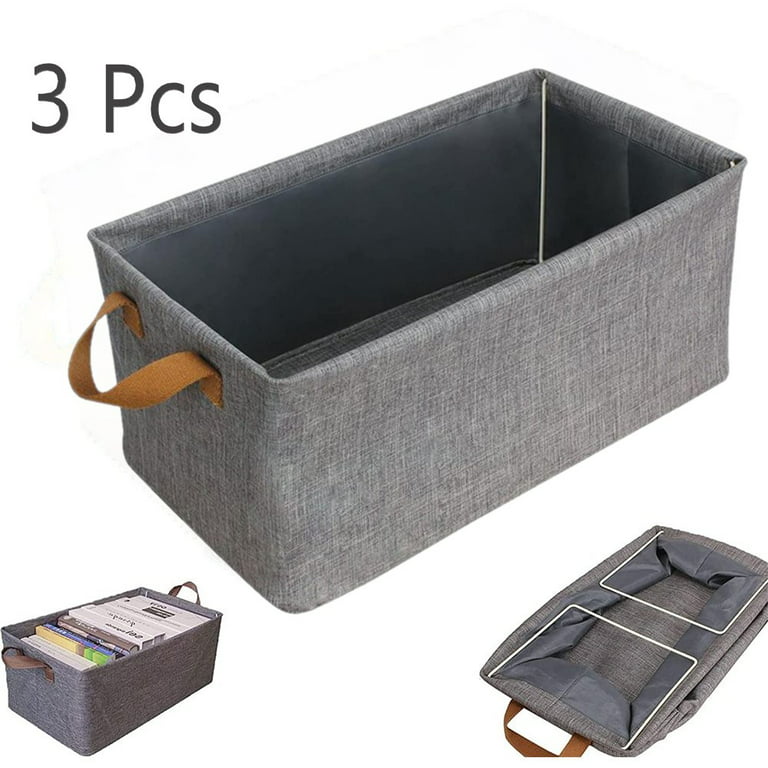 Sandmovie 3-Pack Large Platic Storage Baskets, Organizer Bin, Gray