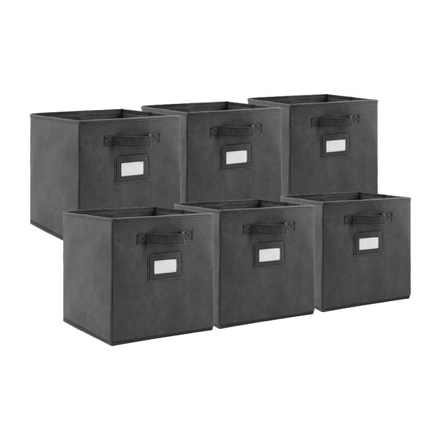Kibhous 6 Pcs Foldable Storage Box, 10x10x11 Inch Fabric Bins, Collapsible Basket for Closet