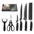 thumbnail image 1 of Kibhous 6 Pieces Kitchen Knife Set, Professional Chef Knife Set, Stainless Steel with Peeler Scissors Gift Case, Easy-Grip Handle, Rust-proof, Black, 1 of 8