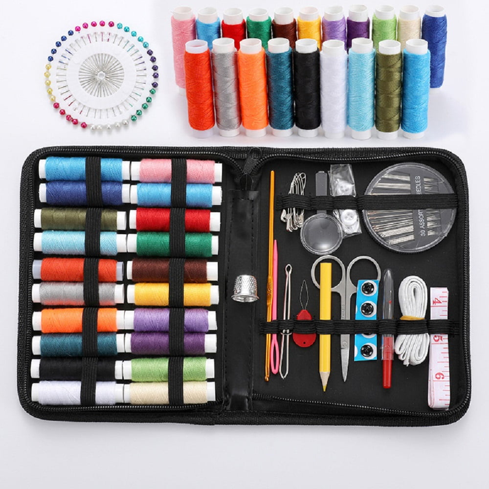 Small Sewing Travel Kit, 9 Piece notions in one black case