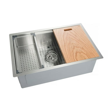Kibi 28? Undermount Single Bowl Stainless Steel Workstation Sink ? K1-S28T