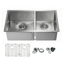 Kibi 32 3/4? Handcrafted Undermount Double Bowl Stainless Steel Kitchen Sink ? K1-D33-BS