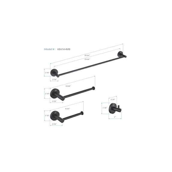 Kibi Circular 4-Piece Bathroom Hardware Set